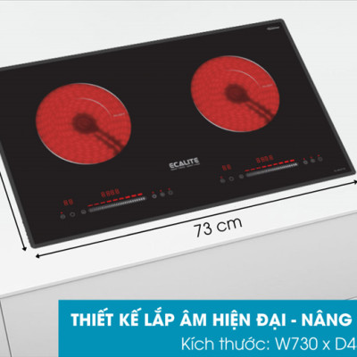 Bếp điện 2 vùng nấu Ecalite EL-MK271R - Kính Ceramic bền - Có Inverter tiết kiệm điện - Hàng chính hãng