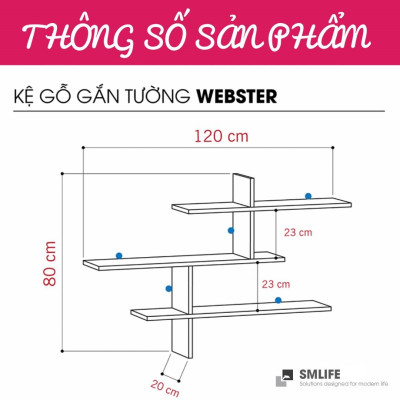 Kệ gỗ trưng bày kiểu dáng nhỏ gọn SMLIFE Webster