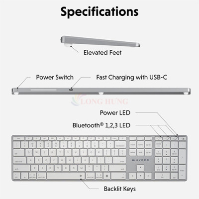 Bàn phím không dây Hyper HyperSpace Slim Design HS2310US - Hàng chính hãng