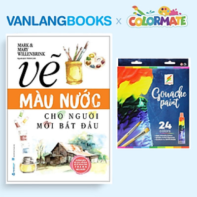 Sách Vẽ Màu Nước Cho Người Mới Bắt Đầu (Tái Bản 2025) + Hộp 24 Tuýp Màu Vẽ Gouache Paint - Vanlangbooks x Colormate