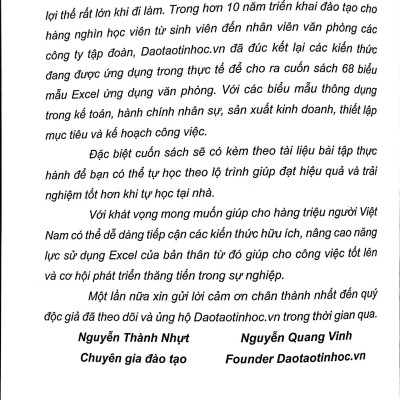 Sách - 68 Biểu Mẫu Excel Ứng Dụng Văn Phòng