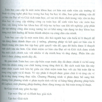 Toán Học Cao Cấp, Tập 1: Đại Số Và Hình Học Giải Tích (Tái bản lần thứ tư, năm 2024)- GS.TS. Nguyễn Đình Trí (Chủ biên),  PGS. TS. Trần Việt Dũng, PGS. TS. Trần Xuân Hiển, PGS. TS. Nguyễn Xuân Hào