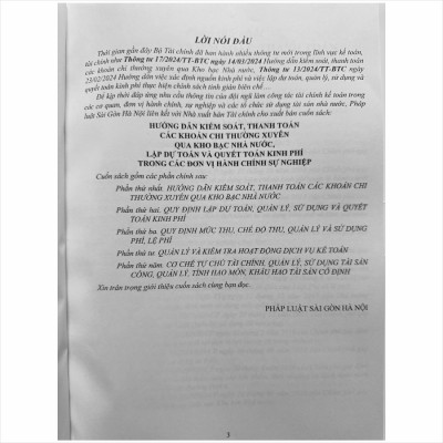Sách Hướng Dẫn Kiểm Soát, Thanh Toán Các Khoản Chi Thường Xuyên Qua Kho Bạc Nhà Nước, Lập Dự Toán, Quyết Toán Kinh Phí - V2417D