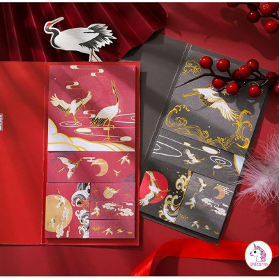 Giấy ghi chú hình chim hạc bay nghệ thuật - phong cách retro