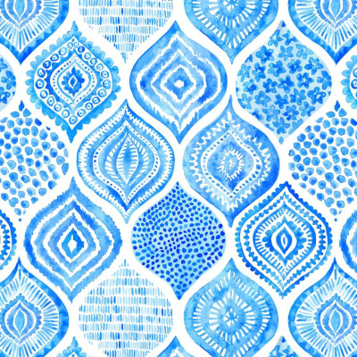 Blue & White Note Cards, 24 Blank Cards: 8 Unique Designs With 25 Patterned Envelopes