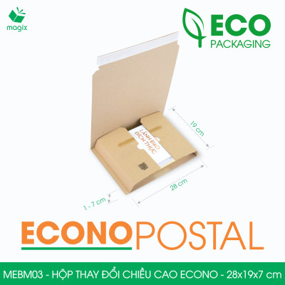 MEBM03 - 28x19x7 cm - 100 hộp carton thay đổi chiều cao siêu tiết kiệm - Hộp đóng sách, hộp gói hàng