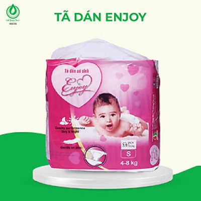Tã dán sơ sinh ENJOY Cao Cấp nhiều size S, M, L cho bé từ 4-25kg, mềm mại, thấm hút, chuẩn chất lượng Châu Âu