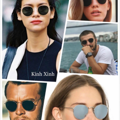 Kính xinh, Kính râm Mắt tròn thủy tinh cao cấp phong cách retro sành điệu + tặng tuavit Kính Xinh mini