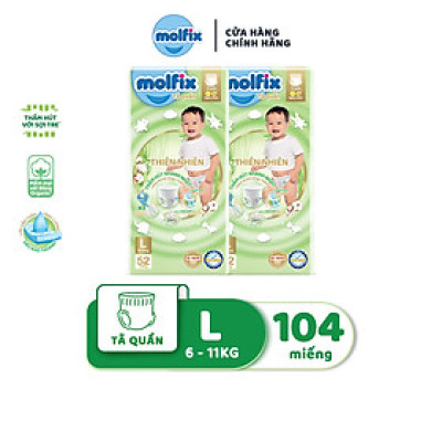 Combo 2 Tã/bỉm quần MOLFIX Thiên nhiên Super Jumbo M60/L52/XL42/XXL38