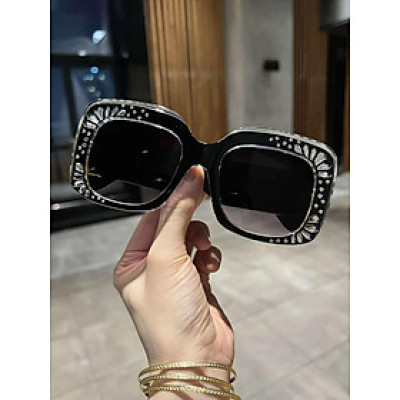 Kính râm nữ Mắt vuông đính đá lấp lánh cao cấp