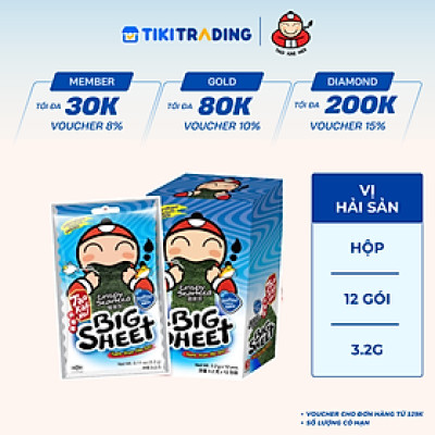 Hộp 12 Gói Rong biển TaoKaeNoi BIG SHEET Vị Hải Sản