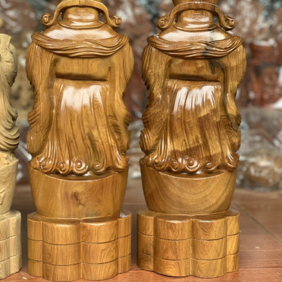 Tượng phật ông thần tài bằng gỗ hương đá kt 30×12×8cm