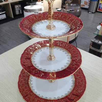 Kệ bánh 3 tầng Imperial hoàng gia viền vàng sang trọng Hàng chính hãng