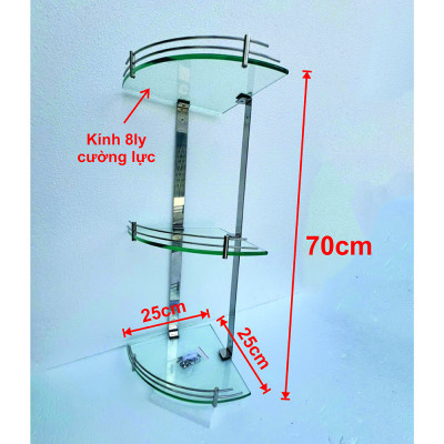 Kệ Kính Góc Cường Lực Treo Tường 3 Tầng Treo Tường KB-971