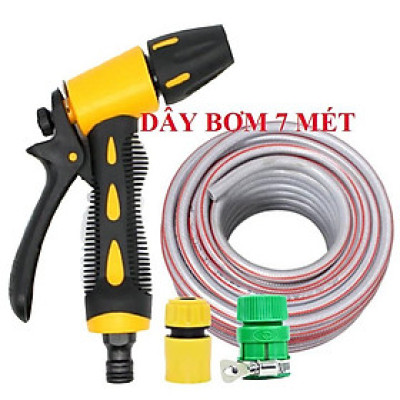 Bộ dây vòi xịt nước ️ , tăng áp 3 lần, loại 7m, 10m 206319 cút sập,nối nhựa v + túi đựng bút