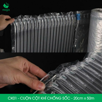Cuộn cột khí chống sốc - 20cm x 50m - Xốp hơi, đệm hơi đóng gói hàng dễ vỡ - CK01