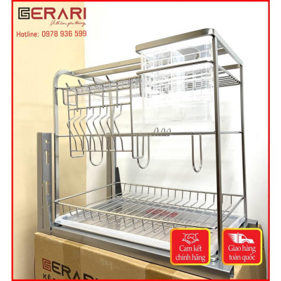 {Hàng chính hãng} Kệ dao thớt chai lọ Gerari nan dẹt Inox 304 bóng mờ cao cấp