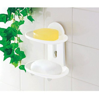 Giá đựng xà phòng 2 tầng  Jabu được làm từ chất liệu nhựa an toàn phủ ion bạc - nội địa Nhật Bản 