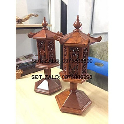 Đèn thờ gỗ hương mái cong