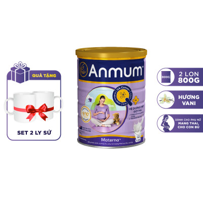 Sữa Bột Dành Cho Mẹ Bầu Anmum Materna Hương Vanilla 800g - Tặng Set 2 ly sứ