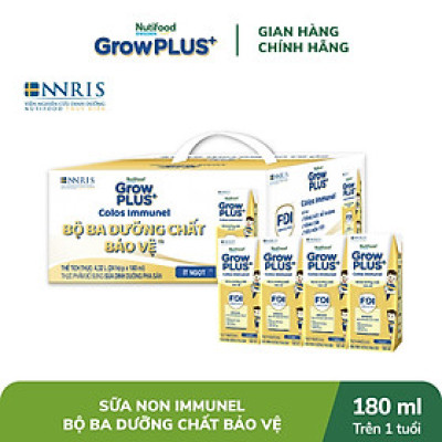 Thùng Sữa Bột Pha sẵn Nutifood GrowPLUS+ Sữa Non Immunel trên 1 tuổi (24 hộp x 180ml)