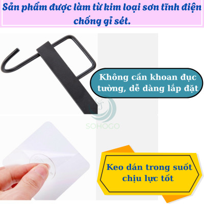 Giá Treo Dụng Cụ Nhà Bếp Dán Tường 6 Móc -Thanh Treo Đa Năng Gắn Tường Không Cần Khoan -Móc Treo Dán Tường Tiện Lợi