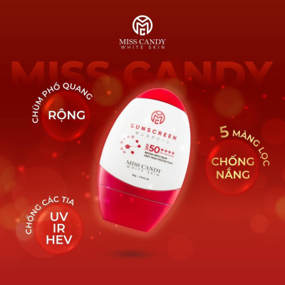 [MISS CANDY] Kem Chống Nắng Song Kháng Nhật Bản MISS CANDY SUNSCREEN HA NANO SPF 50,PA ++++ 50g, Chống Nước, Chống UVA/UVB, Chống Ánh Sáng Xanh & Tia Hồng Ngoại,Bảo Vệ Da Lên Đến 8 Tiếng - Gia Tuệ House