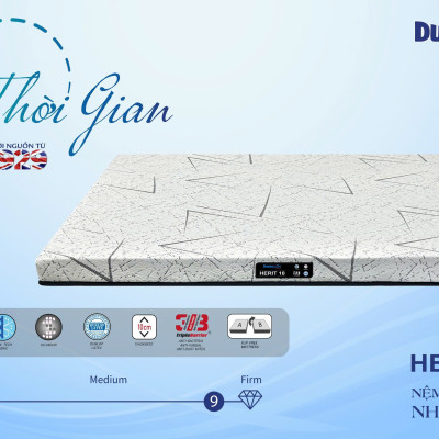 Nệm Cao Su Nhập Khẩu Dunlopillo Herit Áo Vải Cool Tech Kháng Khuẩn Bảo Vệ Sức Khỏe Độ Cao 10cm