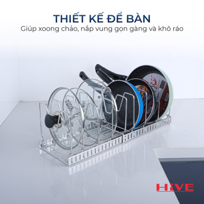 GIÁ ÚP CHẢO 2 NGĂN HIVE INOX 304