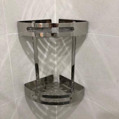 Kệ góc đa năng 2 tầng GG01G, chất liệu inox cao cấp đẹp, bóng, cho bạn thời gian sử dụng dài hạn