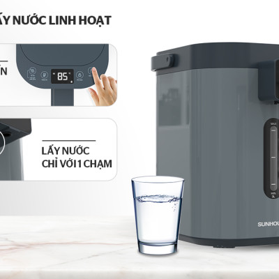 Bình thủy điện Sunhouse SHD1440, Công suất 680W, Dung tích 3.2 Lít, Chất liệu ruột bình inox 304, Điều khiển cảm ứng, Có thể tùy chỉnh nhiệt độ nước với 11 mức nhiệt từ 40 - 90 độ, Bảo hành 12 tháng - Hàng chính hãng