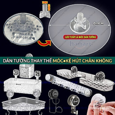 Miếng Dán Thay Thế Kệ Cốc Hút Chân Không Gắn Tường Nhà Tắm Bồn Rửa Mặt Móc Treo Đồ Đa Năng Siêu Dính