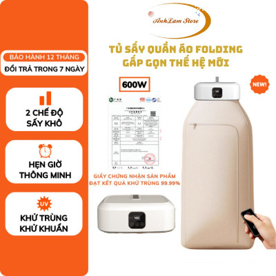 Máy Sấy Quần Áo Tròn FOLDING GYJ-002 Đa Năng Gấp Gọn, Ánh Sáng Xanh Khử Trùng Khử Khuẩn, 2 Chế Độ, Tiết Kiệm Không Gian Hàng Chính Hãng