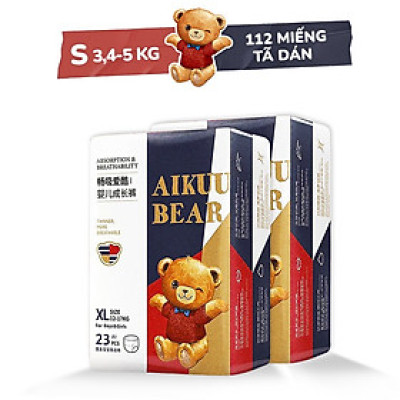 Bỉm Aikuu Bear CHÍNH HÃNG Dán/Quần đủ size S112,M100/M100,L96,XL92,XXL88,XXXL84