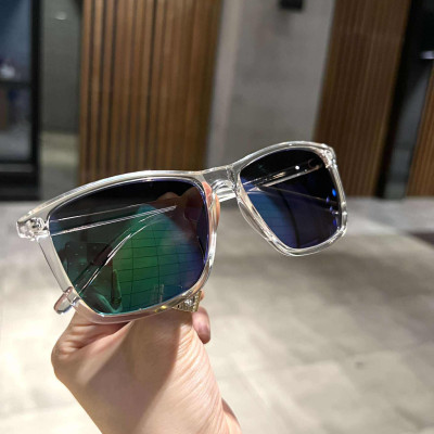 Kính râm Mắt vuông basic gọng trong suốt Mắt xanh gương chống nắng