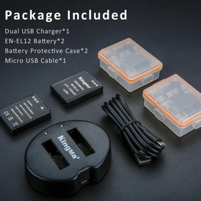 Bộ 2 pin 1 sạc đôi Kingma cho Nikon EN-EL12, Hàng chính hãng
