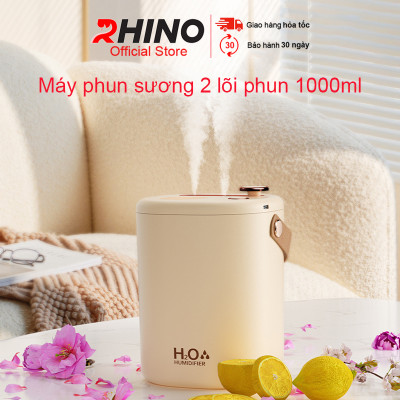 Máy phun sương tạo ẩm tinh dầu Rhino H808 1200ml, 2 lõi phun tích hợp đèn kèm quai treo - Hàng chính hãng