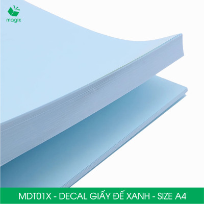 MDT01X - Xấp 50 tờ giấy decal đế xanh khổ A4 - Giấy in đơn hàng, nhãn dán, sticker đế xanh tự dính