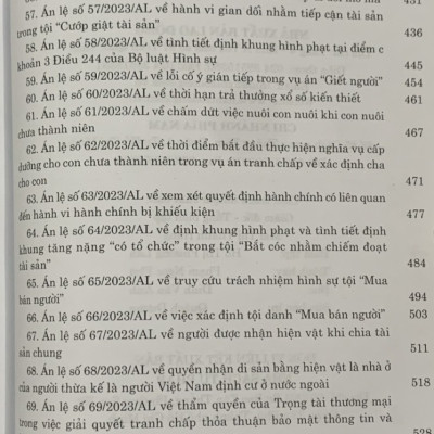 Hệ thống án lệ Việt Nam (hiện hành) từ án lệ số 01 đến án lệ số 70