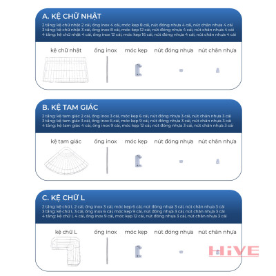 Kệ Hình Chữ Nhật 2/3/4 Tầng Cao Cấp