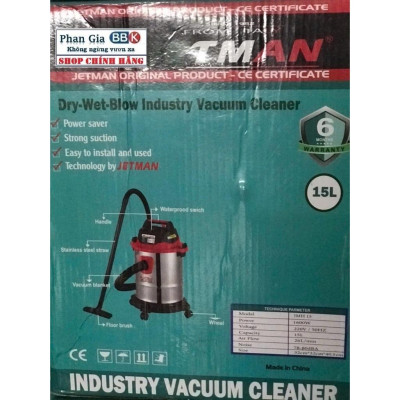 Máy Hút Bụi JETMAN 15L 1600W 3 Chức Năng: Hút khô, Hút ướt, Thổi bụi, 100% Dây đồng (Bảo hành 12 tháng)