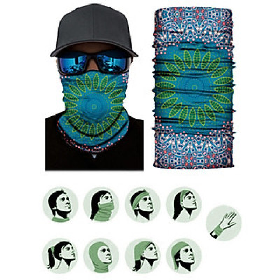 Khăn turban ống cotton tube co giãn 9 kiểu dùng có video hướng dẫn - Họa tiết lá tròn TUBE19