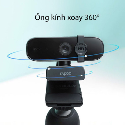 Rapoo C280 Webcam 2K HD với USB2.0 với nắp đậy camera có thể xoay mic - hàng Chính Hãng