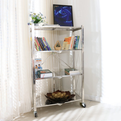 [Chính hãng Qui Phúc] Kệ xếp inox đa năng cao cấp OHAWA 4 tầng, có bánh xe di chuyển tiện lợi