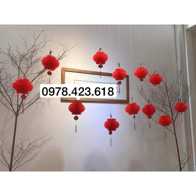 Đèn Lồng Xếp Đỏ 20cm Cực dày Chống nước - Đèn lồng Tết chữ Phúc mang may mắn