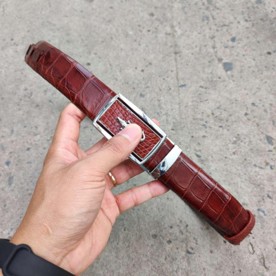 Thắt Lưng Nam Da Cá Sấu Liền Gai Lưng N31ND1 (Mặt trắng)