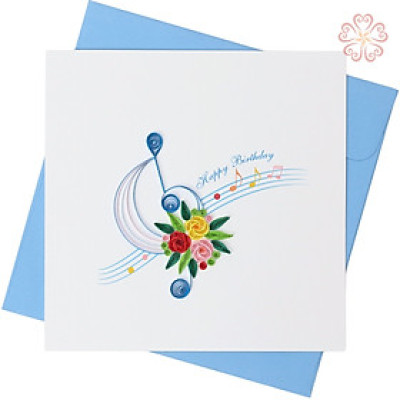 Thiệp chúc mừng sinh nhật - nốt nhạc mừng sinh nhật - size 15x15cm