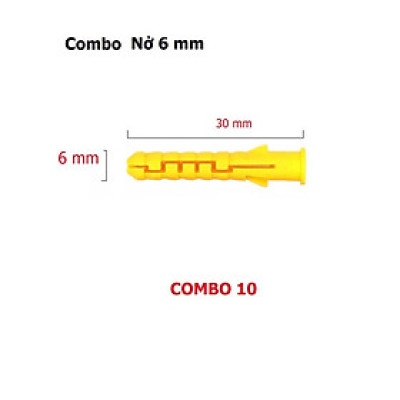 Set 10 Vít Inox 304 Kèm Nở Nhựa màu Vàng 6 - 8mm - Hàng Tốt, Vít Inox Nở Treo Tường Chắc Chắn, Chống Gỉ, Tiện Dụng Trong Gia Đình - TakyHome 5080