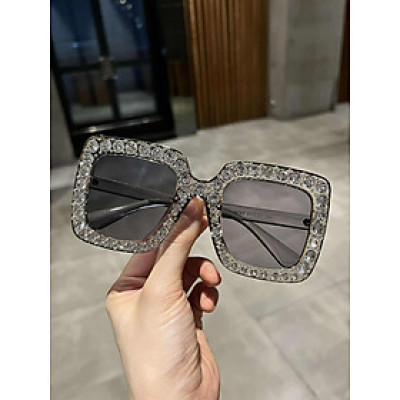 Kính râm nữ chống nắng Mắt vuông form to đính đá