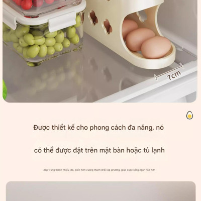 Hộp đựng trứng lăn thông minh – Kệ để trứng chuyên dụng cho cửa tủ lạnh, hộp bảo quản trứng tiện lợi, giúp sắp xếp gọn gàng, giữ trứng tươi lâu